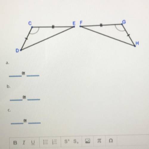 Identify the congruent parts of the triangle. In your response write all 3 congruency statements. L