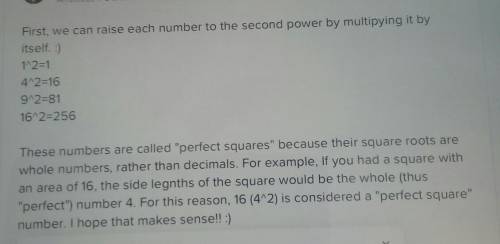 SHORT ANSWER

Write each of the numbers 1, 4, 9, 16, and 25 as a base raised to the
second power. E