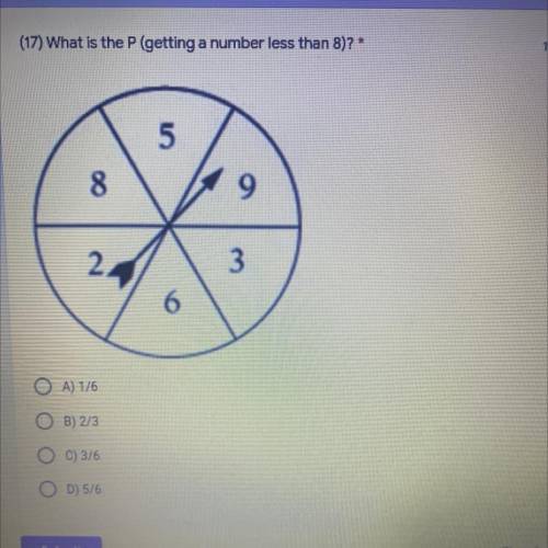 What is the P (getting a number less than 8)?