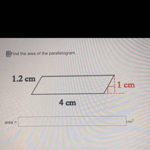 URGENT  
Find the area of the parallelogram.