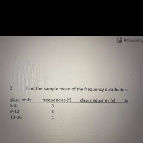 This is a statistics question.
Find the sample mean of the frequency distribution.