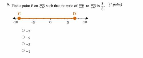 Find a point E on CD such that the ratio of CE to CD is .