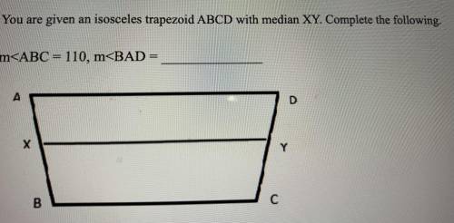 PLEASE HELPYou are given an isosceles trapezoid ABCD with median XY. Complete the following.