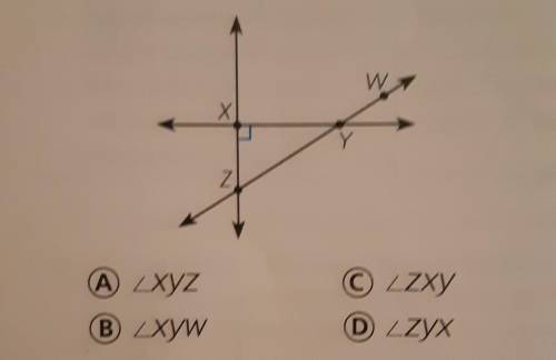 Which is the correct label for a right angle in the figure? (check picture for options and figure)