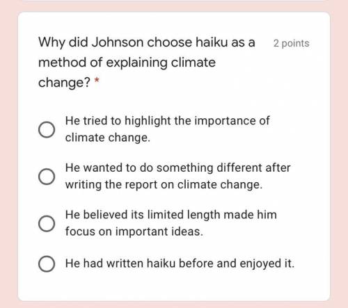 Why did Johnson choose haiku as a method of explaining climate change?