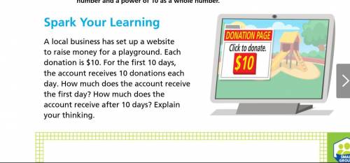 A local business has set up a website

to raise money for a playground. Each
donation is $10. For