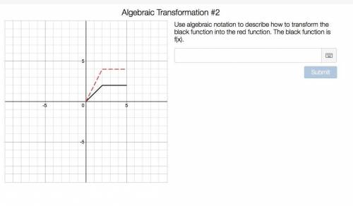 Use algebraic notation to describe how to transform the black function into the red function. The b