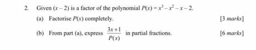 Given (x-2) is a factor of the polynomial p(x)=x^3 - x^2 -x - 2

i) factorise p(x) completely 
ii)