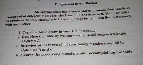 Uniqueness in our Family Identifying one's uniqueness starts at home. Your family is composed of di