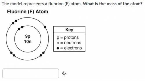 The model represents a fluorine (F) atom. What is the mass of the atom?