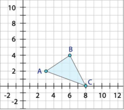Given the triangle below, list the vertices of each point. Then dilate the figure by a scale factor