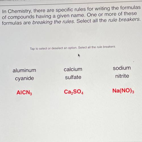 In Chemistry, there are specific rules for writing the formulas

of compounds having a given name.
