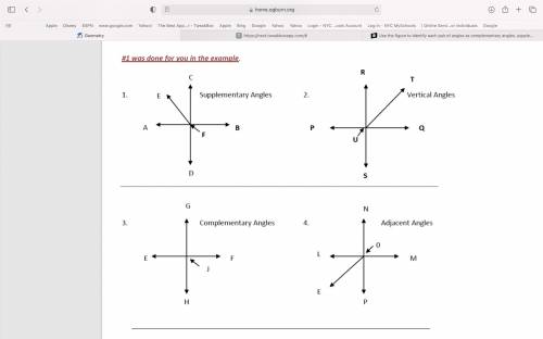 In figure #2, identify all of the vertical pairs of angles,

In figure #3, identify all of the com