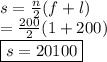 s =  \frac{n}{2} (f + l) \\  =  \frac{200}{2}(1 + 200) \\ \boxed{ s = 20100 }