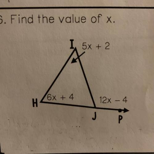 6. Find the value of x