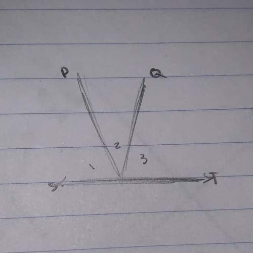 Given angle SRQ is congruent to angle TRP, prove angle 1 is congruent to angle 3.