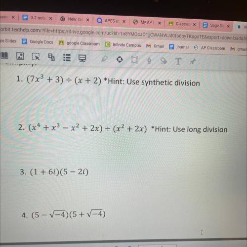 (x*4+x^3-x^2+2x)/(x^2+2x) use long division and show work pls