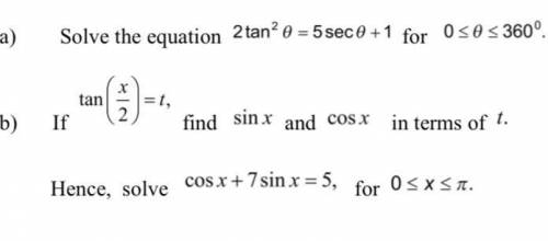 Solve the equation 2 tan2theta = 5sec theta+ 1 for 0