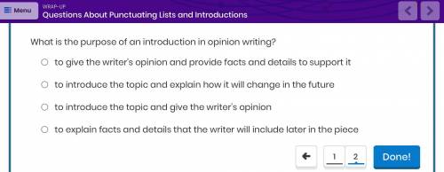 What is the purpose of an introduction in opinion writing?