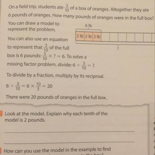 How can you use the model in the example to find how many pounds of oranges were in the box