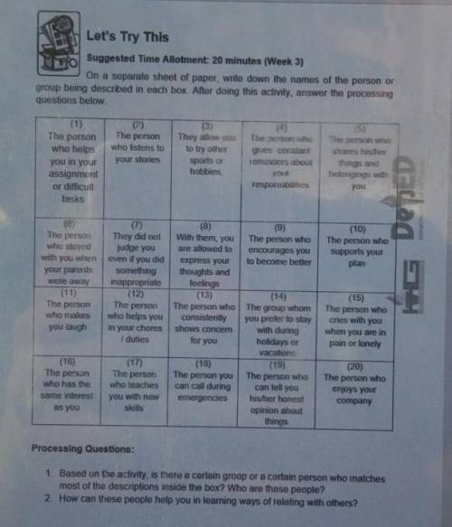 Let's Try This Suggested Time Allotment: 20 minutes (Week 3) On a separate sheet of paper, write do