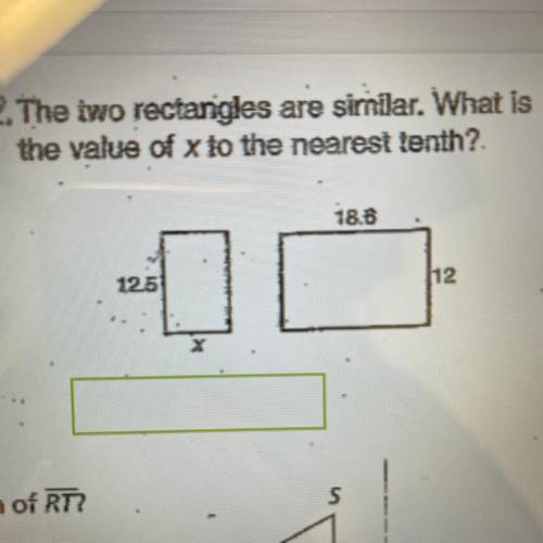The two rectangles are similar. what is the value of x to the nearest tenth.