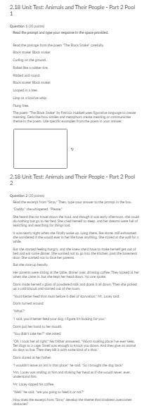 Page One Of The 2.18 Unit Test: Animals and Their People - Part 2 Pool 1