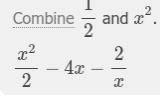 What is this expression in simplest form 1/2x^2-4x-2/x￼