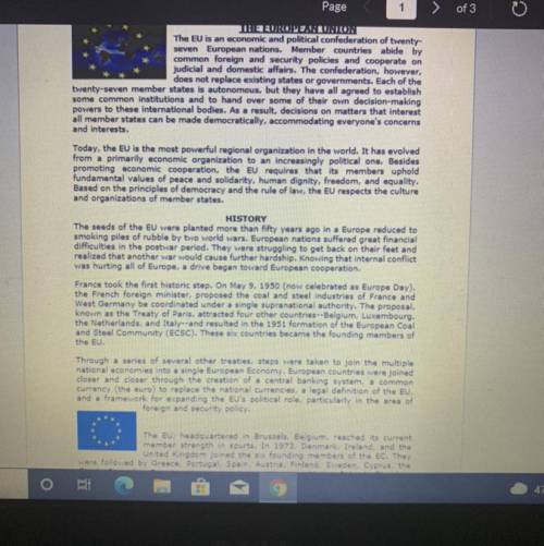 Read the article and write one page arguing whether you think the European

Union is a good thing