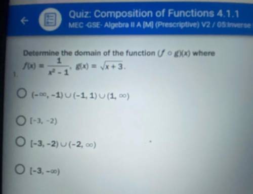 Determine the domain of the function (f•g)(x) where f(x) = 1/x^2-1, g(x) =sqrt x+3