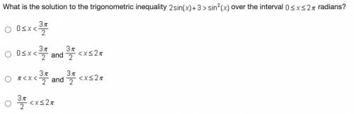 What is the solution to the trigonometric inequality over the interval radians?

See attached pict