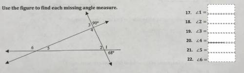 Use the figure to find each missing angle measure.