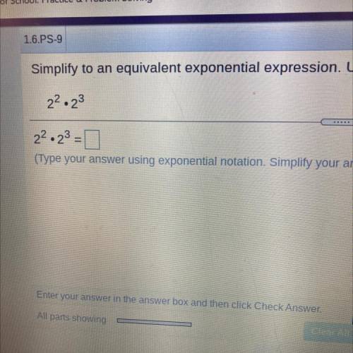 2².23 =
(Type your answer using exponential notation. Simplify your answer.)