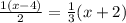 \frac{1(x-4)}{2} =\frac{1}{3} (x+2)