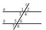 Transversal c intersects lines a and b. Prove that a||b in each case.