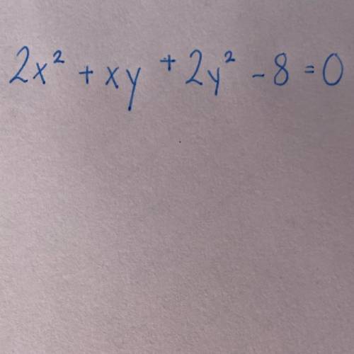 Rotate the axes to eliminate the xy term in the equation. Then write the equation in standard form: