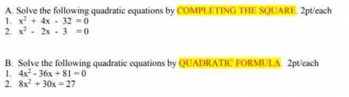 Solve the following quadratic equations by completing the square.