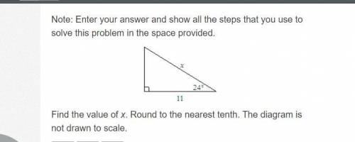 can you please help me 20 points A right triangle is shown with an angle that measures 24 degrees.
