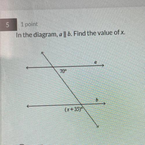 In the diagram, Find the value of x.
70
(x+35)