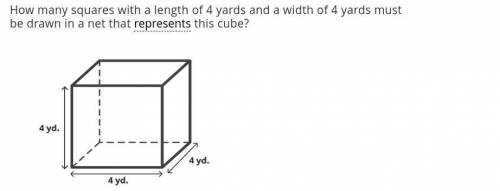 How many squares with a length of 4 yards and a width of 4 yards must be drawn in a net that repres
