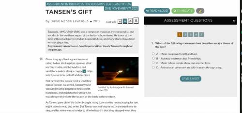 Which of the following statements best describes a major theme of the text?

The Tansens Gift
