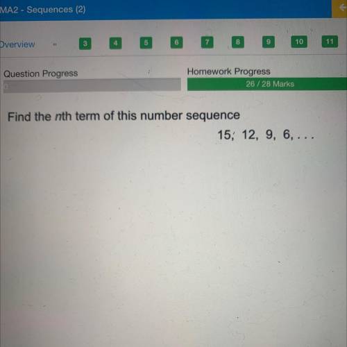 Find the nth term of this number sequence 
15, 12, 9, 6, ...