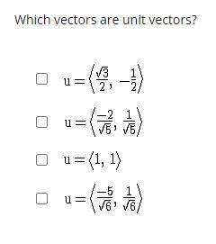 Which vectors are unit vectors?