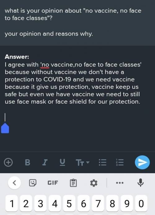 What is your opinion about no vaccine, no face to face classes?

your opinion and reasons why.