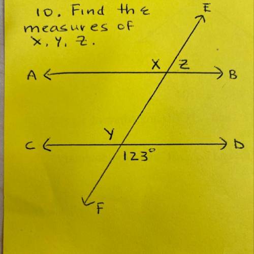 Find the
measures of
X, Y, Z.
