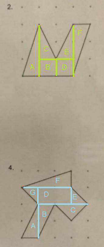 NO LINKS!!

Part 2: Find the area of each shape below. Show any lines that you need on the shape to