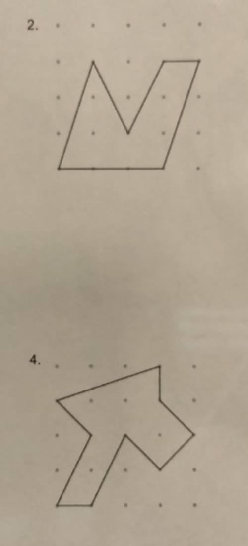 NO LINKS!!

Part 2: Find the area of each shape below. Show any lines that you need on the shape t