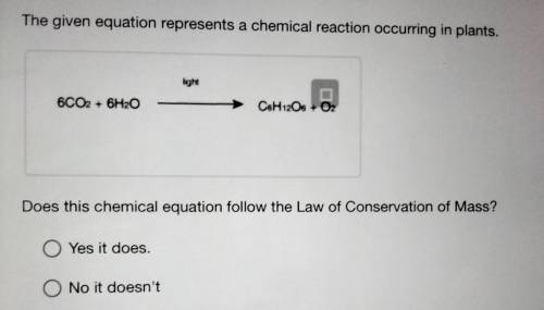 I WILL GIVE BRAINLIEST!

The given equation represents a chemical reaction occurring in plants. Do