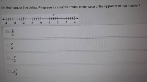 On the number line below, P represents a number. What is the value of the opposite of that number?