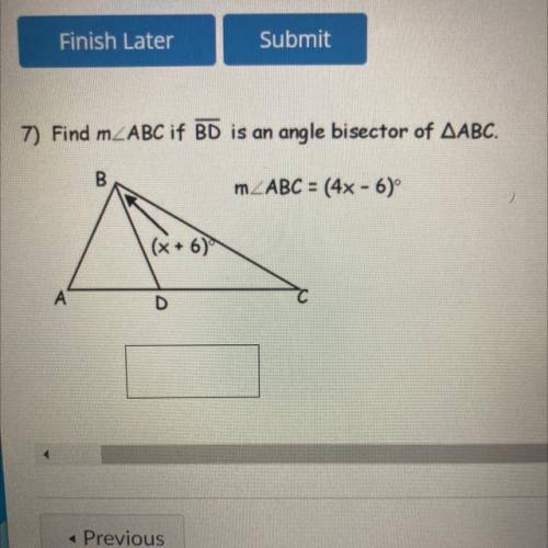 Find m/_ABC if BD is an angle bisector of ABC